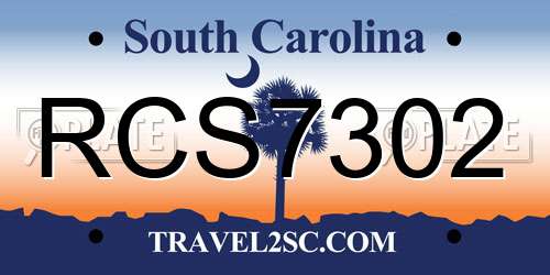 RCS7302 South Carolina License Plate