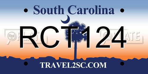 RCT124 South Carolina License Plate
