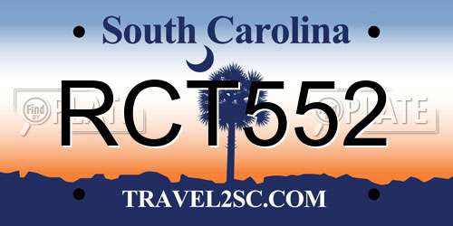 RCT552 South Carolina License Plate