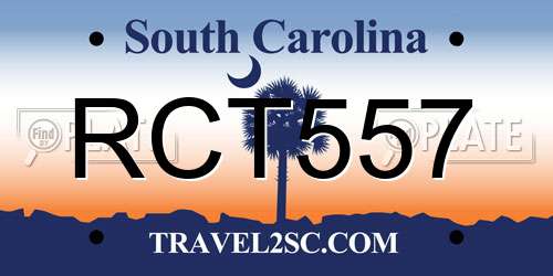 RCT557 South Carolina License Plate