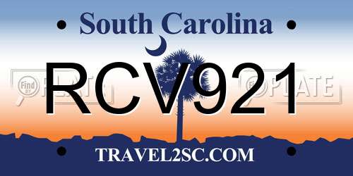 RCV921 South Carolina License Plate