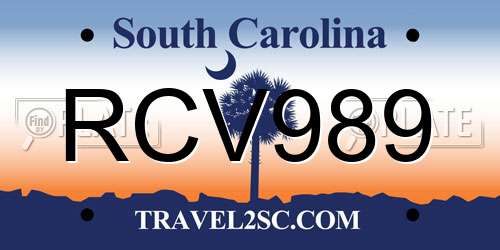 RCV989 South Carolina License Plate