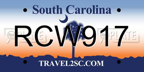 RCW917 South Carolina License Plate