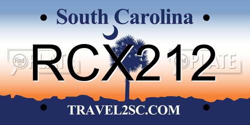 RCX212 South Carolina License Plate