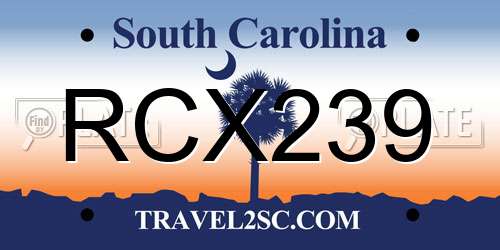 RCX239 South Carolina License Plate