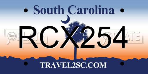 RCX254 South Carolina License Plate