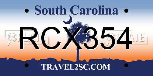 RCX354 South Carolina License Plate