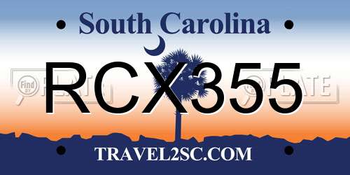 RCX355 South Carolina License Plate