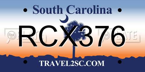 RCX376 South Carolina License Plate
