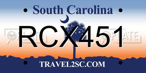 RCX451 South Carolina License Plate