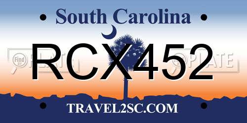 RCX452 South Carolina License Plate