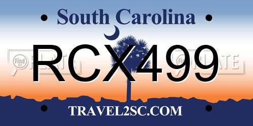 RCX499 South Carolina License Plate