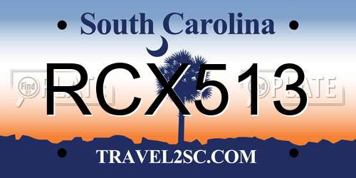 RCX513 South Carolina License Plate