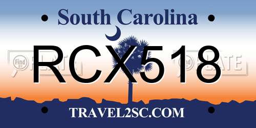 RCX518 South Carolina License Plate