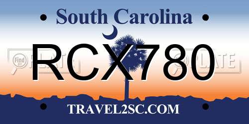 RCX780 South Carolina License Plate