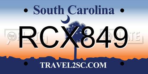 RCX849 South Carolina License Plate
