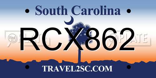 RCX862 South Carolina License Plate