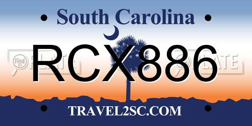 RCX886 South Carolina License Plate