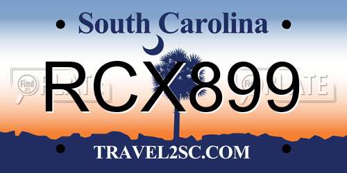 RCX899 South Carolina License Plate