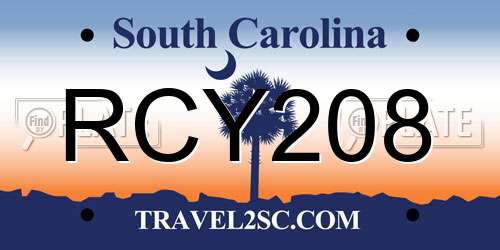 RCY208 South Carolina License Plate
