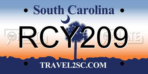 RCY209 South Carolina License Plate