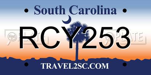 RCY253 South Carolina License Plate