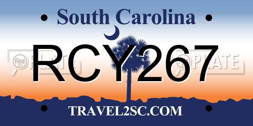 RCY267 South Carolina License Plate