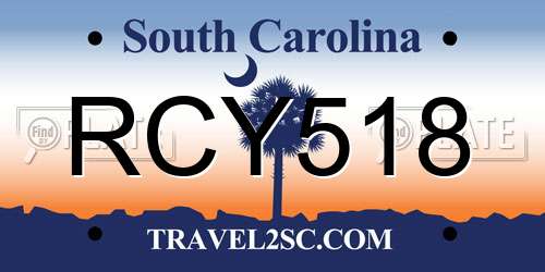 RCY518 South Carolina License Plate
