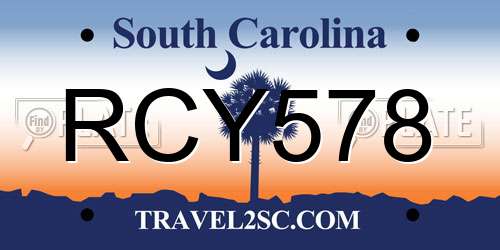 RCY578 South Carolina License Plate
