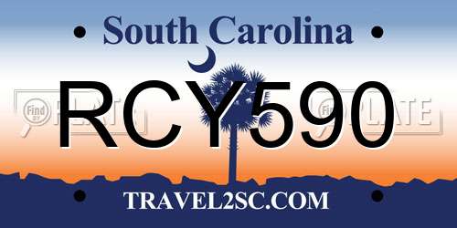 RCY590 South Carolina License Plate