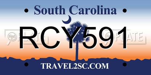 RCY591 South Carolina License Plate