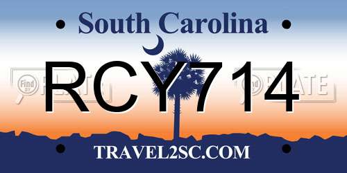 RCY714 South Carolina License Plate