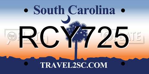 RCY725 South Carolina License Plate