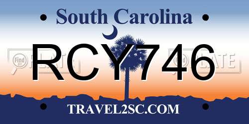 RCY746 South Carolina License Plate