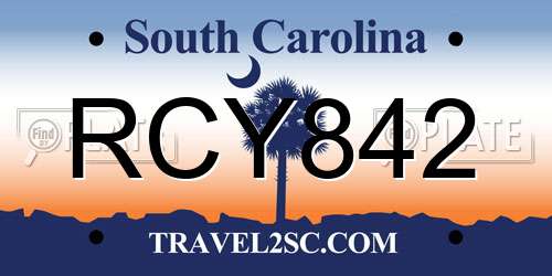 RCY842 South Carolina License Plate