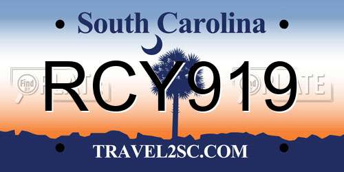 RCY919 South Carolina License Plate