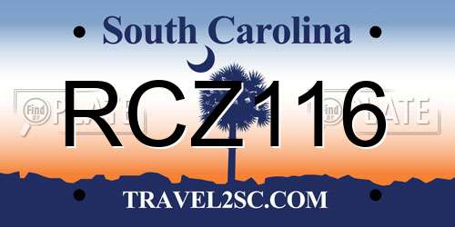 RCZ116 South Carolina License Plate
