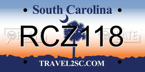 RCZ118 South Carolina License Plate