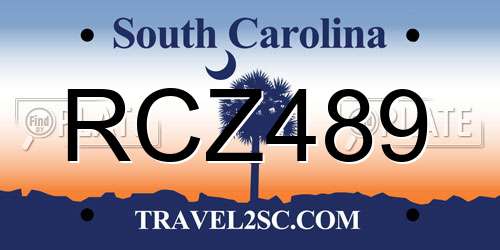 RCZ489 South Carolina License Plate