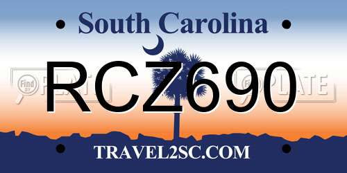 RCZ690 South Carolina License Plate
