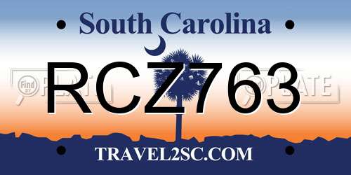 RCZ763 South Carolina License Plate