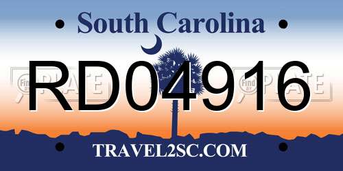 RD04916 South Carolina License Plate