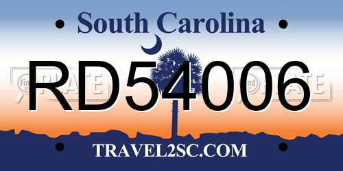 RD54006 South Carolina License Plate