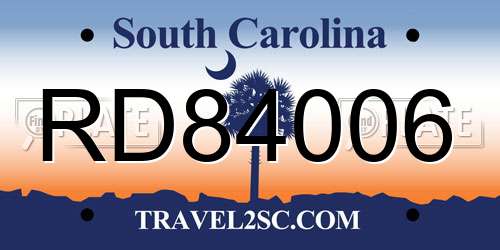 RD84006 South Carolina License Plate