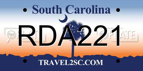 RDA221 South Carolina License Plate