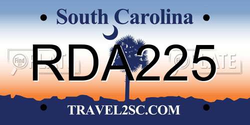 RDA225 South Carolina License Plate