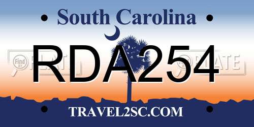 RDA254 South Carolina License Plate