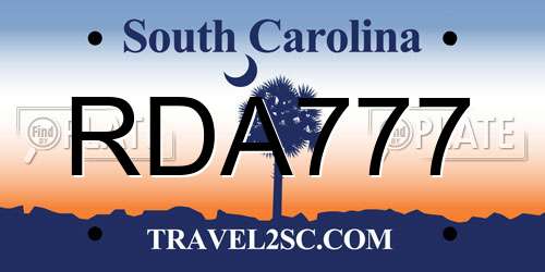 RDA777 South Carolina License Plate