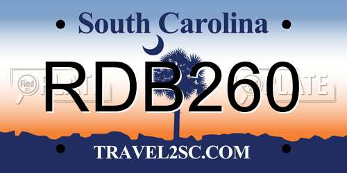 RDB260 South Carolina License Plate
