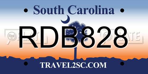 RDB828 South Carolina License Plate